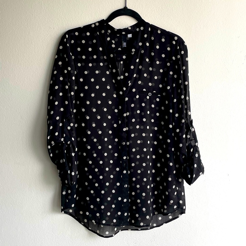 Kut from the Kloth Women’s Black & White Polka Dot Blouse